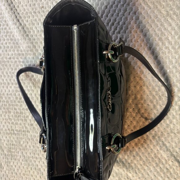 Coach F17728 Patent Leather Gallery Tote Black Embossed Signature Shoulder Bag - Picture 9 of 10